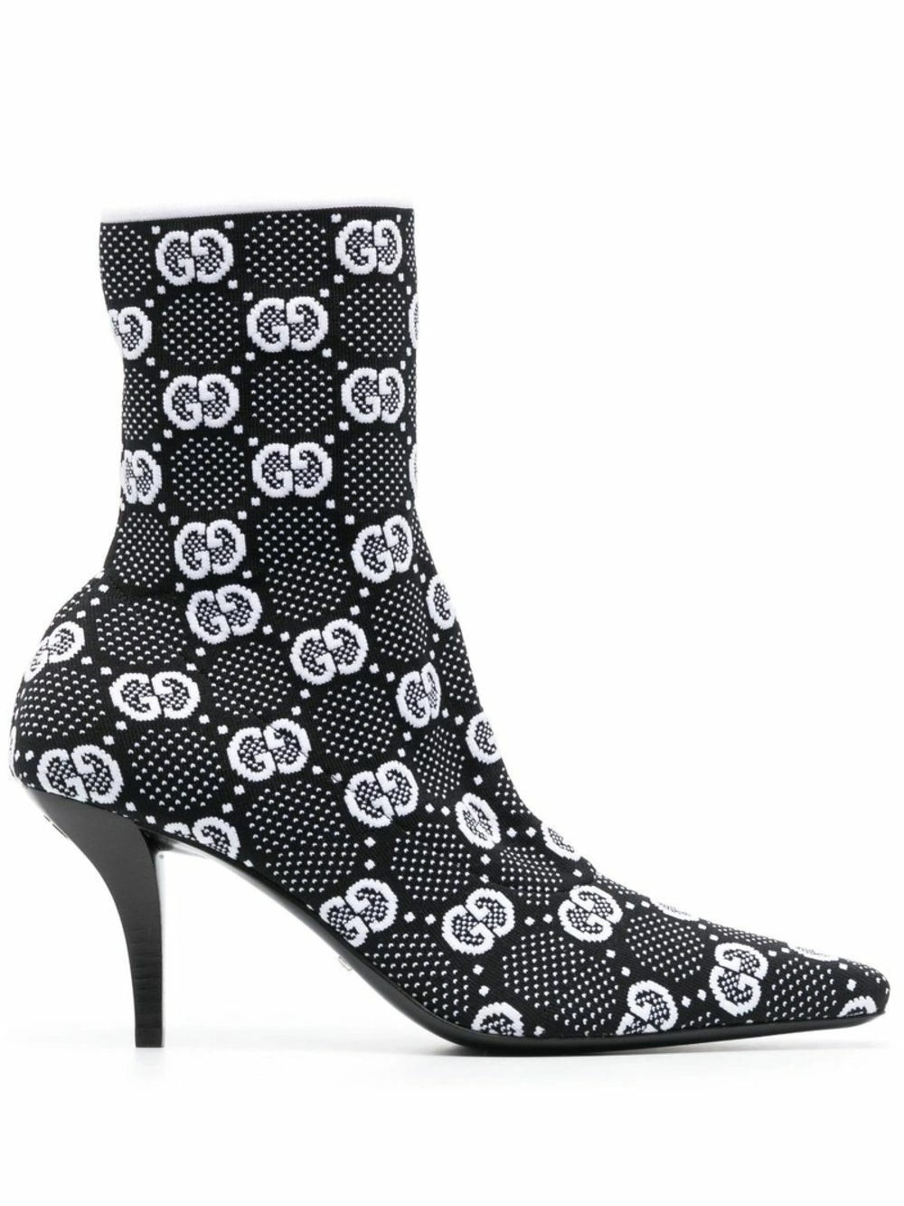 Gucci Black & White GG Monogram Pointed Toe Ankle Boots 37 - Picture 14 of 15